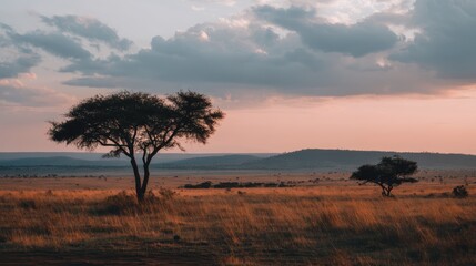 savanna at dusk