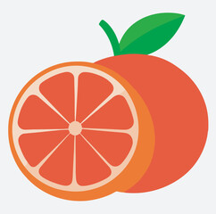 orange and orange slice silhouette vector art illustration, vector illustration of an orange fruit