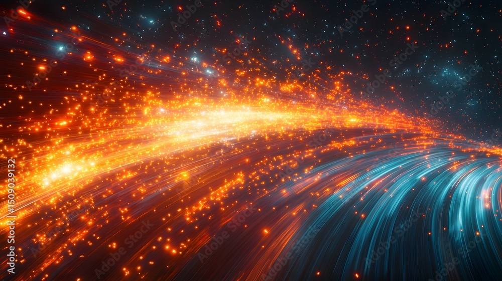 Aufkleber dynamic abstract of light trails evoke a sense of movement and energy. the vibrant orange and blue h
