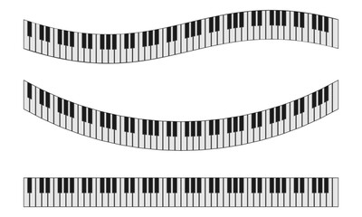 piano keys set with curved style vector illustration isolated on white background.