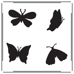 Butterfly Silhouette Vector Pack – Unique and Stylized Insect Shapes for Spring, Garden, Nature, Minimalist, and Decorative Design Elements

