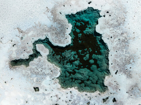 Salt ponds in La Puna, Argentina from above