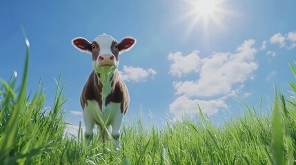 A Curious Calf in a Sunny Meadow