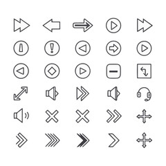  Directional Arrows  Icons Set. Right & Left  and Navigation Symbols. Interface, Motion & Arrow Elements