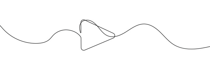 Play icon in continuous line drawing style. Line art of play button. Vector illustration. Abstract background .