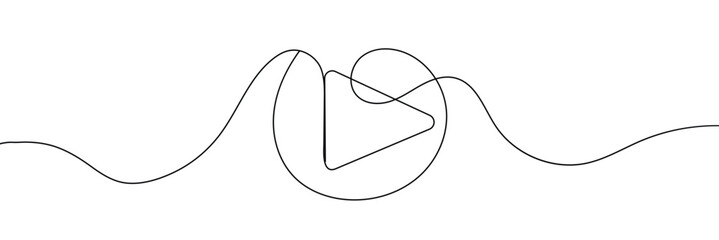 Play icon in continuous line drawing style. Line art of play button. Vector illustration. Abstract background .