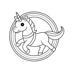 Fototapeta premium Printable Unicorn Flying Through Candy Sky Coloring Page Vector