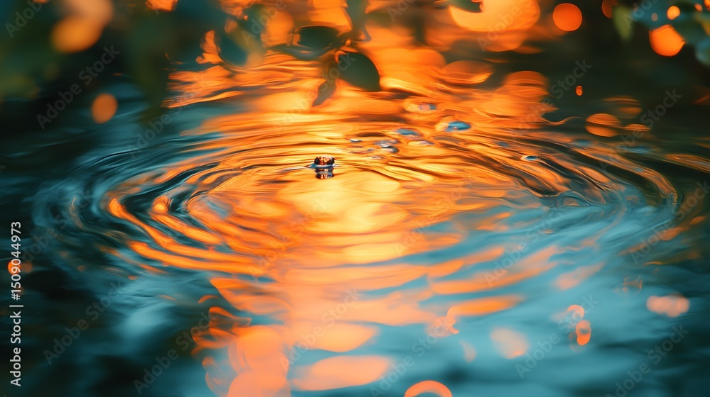 Poster abstract theme featuring water ripples reflecting golden light. perfect for backgrounds, web design,