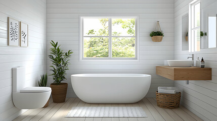 Modern Minimalist White Bathroom Interior Design