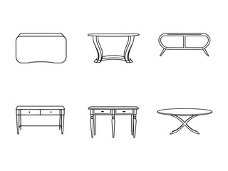 Console Table Hand Drawn Furniture Outline