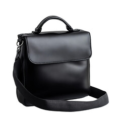 Naklejka premium A sleek, stylish black handbag. Showcasing a timeless accessory that effortlessly blends functionality with sophistication. Its clean lines and classic design make it a versatile companion.