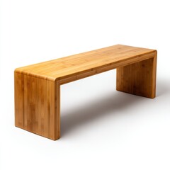 eco-friendly bamboo bench with minimal design, smooth edges, isolated on white