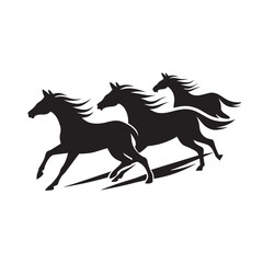 Running Horse Herd Silhouette