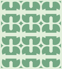 Seamless geometric pattern with abstract shapes in sage green tones