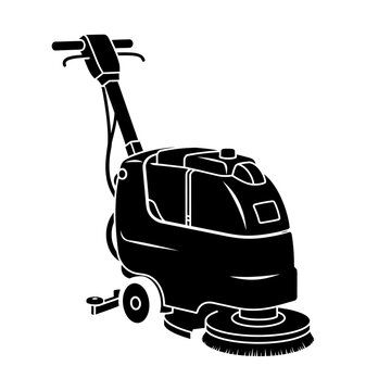 Floor scrubber cleaning machine isolated on white background, an industrial equipment for maintaining hygiene and sanitation in a facility, vector illustration