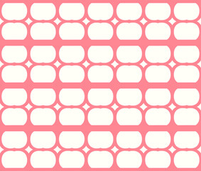 Seamless pattern of pink geometric shapes on a white background