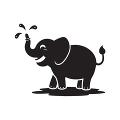 Elephant Splashing Water Silhouette