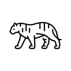 Bengal tiger black line icon for digital and print projects.
