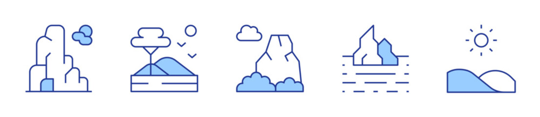 mountain, iceberg, savannah, hill. Landscape Icon vector illustration. Line Duotone style. Editable stroke