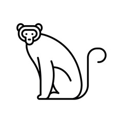 Macaque monkey black line icon for digital and print projects.