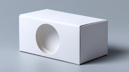 Fototapeta premium Cardboard box mockup with round hole for product display and packaging design