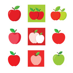 set of fruits, 9 icon set apples 