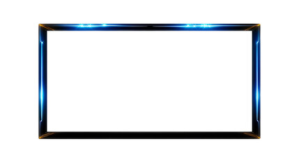 Neon Glowing Rectangular Frame with Light Effects, cut out transparent