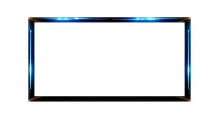 Neon Glowing Rectangular Frame with Light Effects, cut out transparent