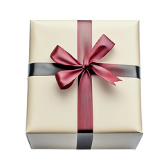 A meticulously wrapped gift box adorned with a sophisticated ribbon, exuding an air of elegance and anticipation, perfect for any special occasion.