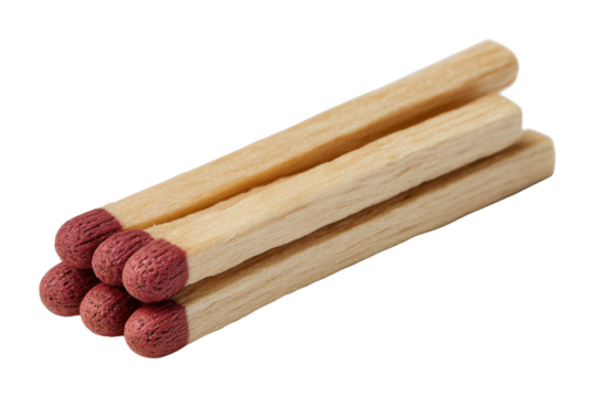 Striking matches for fire starting product ignition concept isolated on transparent background