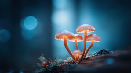 Fototapeta na wymiar tiny mushrooms on log