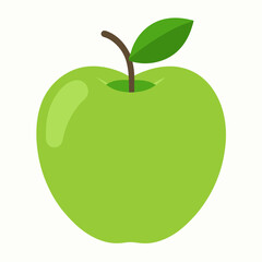 green apple with leaf, granny smith, 