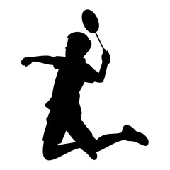 Badminton player silhouette. Vector image