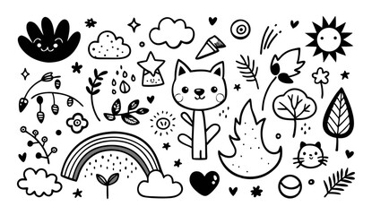 Fototapeta premium Boys and Girls Learning Clip Art Set
