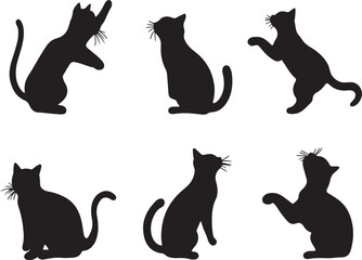 Black Cat Silhouettes Vector: Feline Poses, Elegant Cats Illustration, Pet Graphics, Animal Art