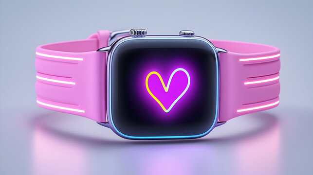 Pink Smartwatch with Pixel Heart Display