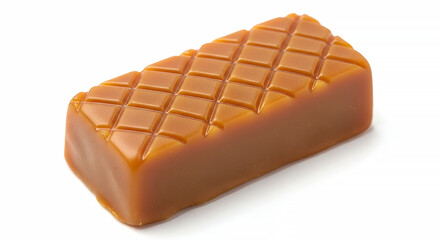 Obraz premium Delicious caramel candy bar with a textured surface on a white background