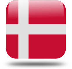 Obraz premium denmark Flag – 3D Square Icon Style with Drop Shadow, High Resolution PNG