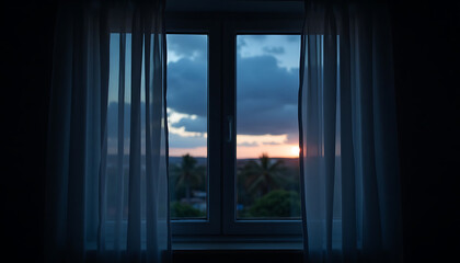 Fototapeta premium Window to Twilight: Silhouette of Nature