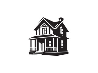 Fototapeta premium Black House Silhouette – Clean Vector Icon for Property, Architecture, and Home.