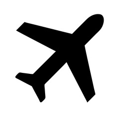 Obraz premium Simple Black Airplane Icon on White Background for Travel Transportation and Aviation Related Designs or Vector Graphics Projects
