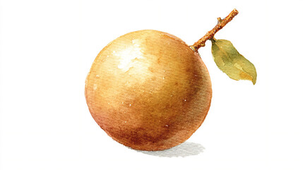 A single watercolor longan