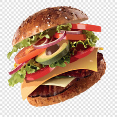 vector hamburger isolated on white