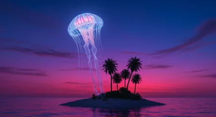 Fototapete Rund Landscapes of Beautiful Jellyfish © alhaitham