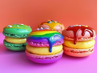 Indulge in the sweet and playful charm of these assorted macarons