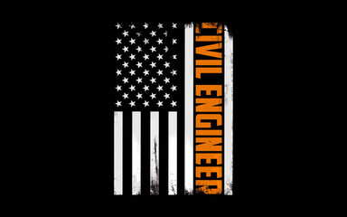 Vintage American USA Flag Civil Engineer t-shirt quotes svg design