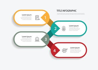 Design template infographic with 4 step element. Vector business banner presentation, information work