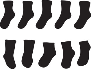 Black Socks Clipart: Vector Graphic of Matching Pairs, Fashion Accessory, Clothing Item Illustration
