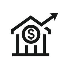 profit increase bank money icon symbol vector for web and graphic design isolated on white background.