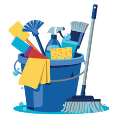 cleaning supplies in a bucket vector © MDSHAHIN